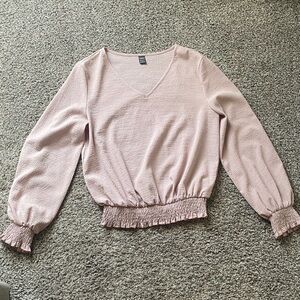 🖤3/$10 SHEIN Light Pink/Purple V-Neck Smocked Blouse